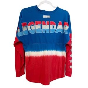 Universal Studios Marvel Captain America "Legendary" Dip Dye Long Sleeve Sz XS
